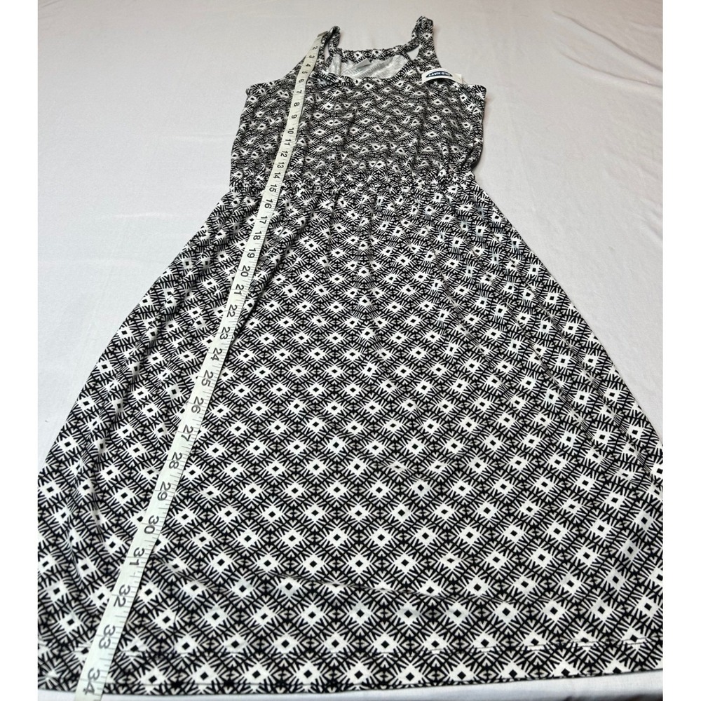 Old Navy Womens XS Petite Black White Geometric Elastic Waist Maxi Dress NWT